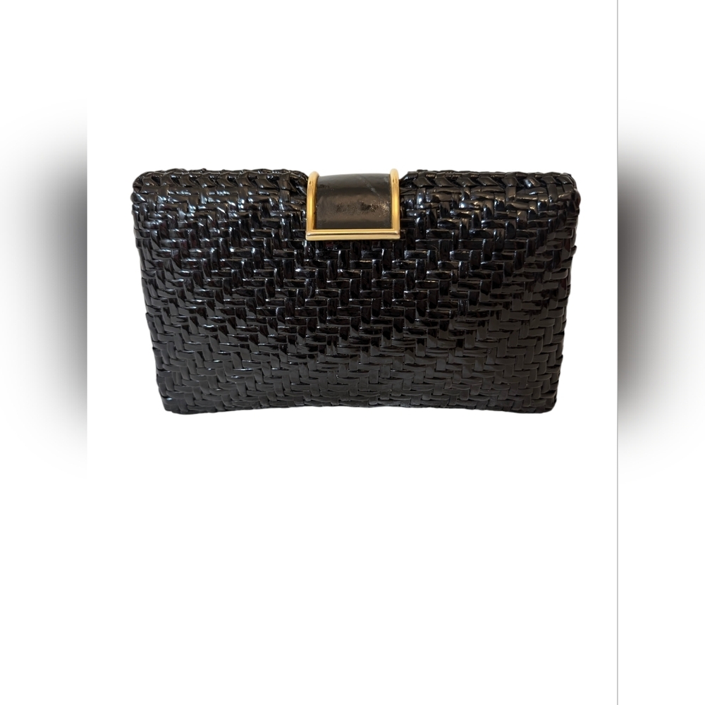 Rodo Vintage 60's Black Woven Wicker Clutch